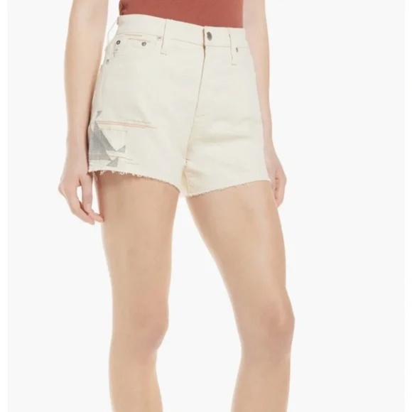 AG NEW Alexxis High Rise Wedgie Cutoff Denim Shorts Cabrillo Embroidered 25 - Picture 1 of 9